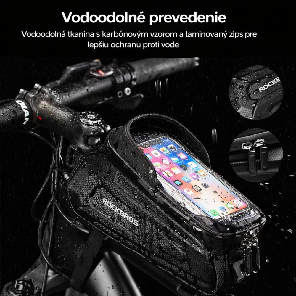 ROCKBROS Taška  na rám, mobil 1,7L čierna 